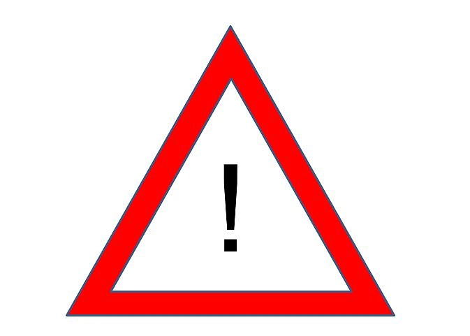 Das Ausrufezeichen weist auf einen wichtigen Hinweis hin.