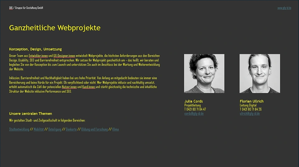 Kurzprofil GFG / Gruppe für Gestaltung