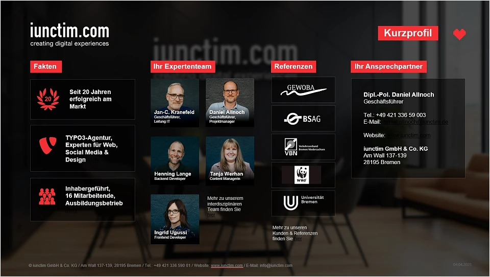 Kurzprofil iunctim GmbH & Co. KG 